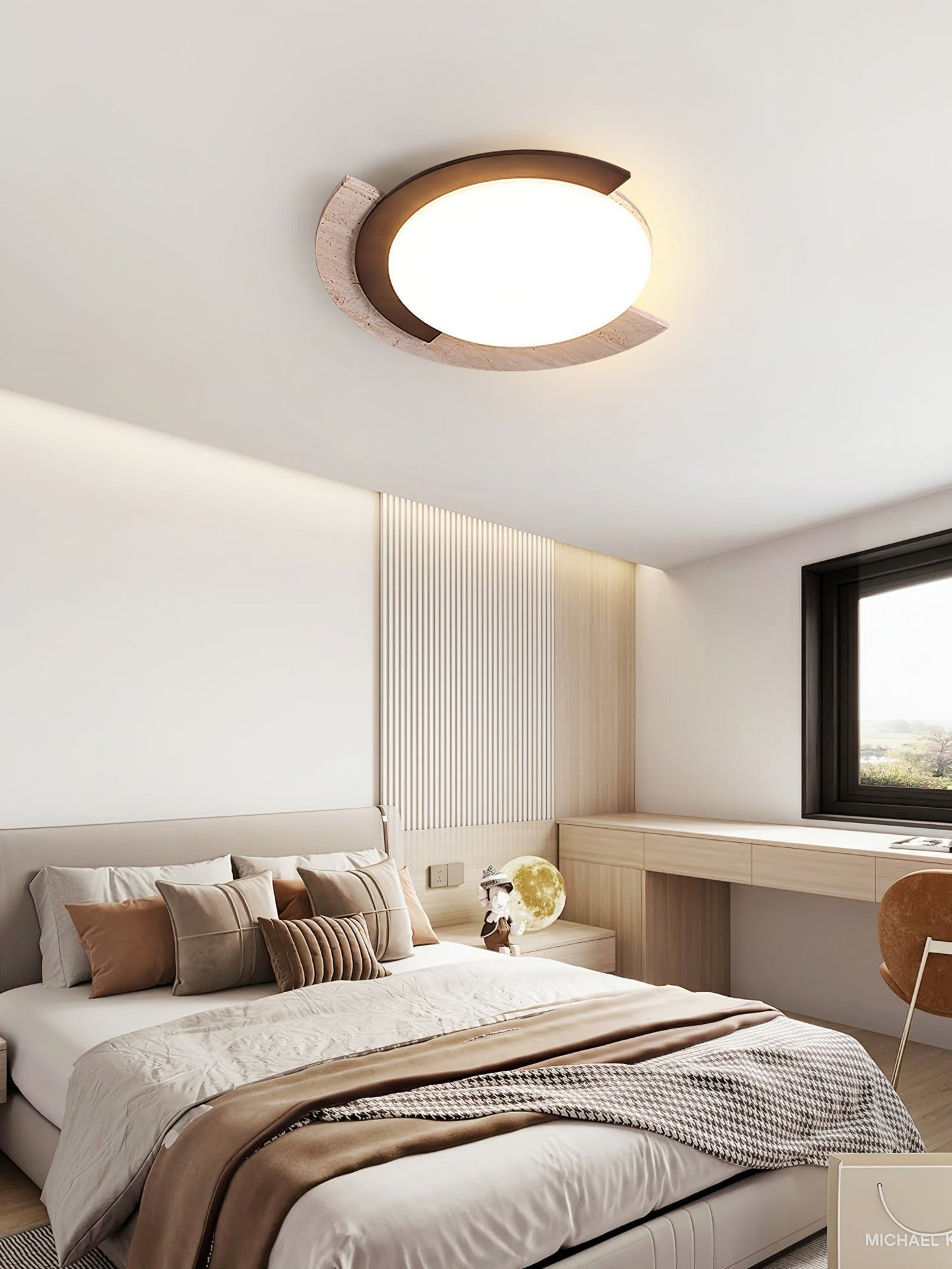 Alaric Travertine LED Ceiling Lamp