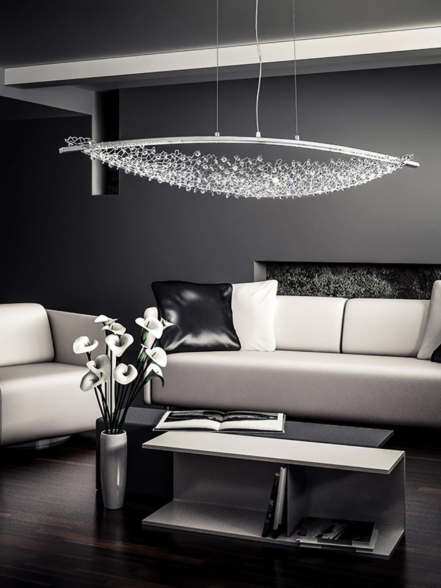 Amaca Crystal Net LED Linear Pendant