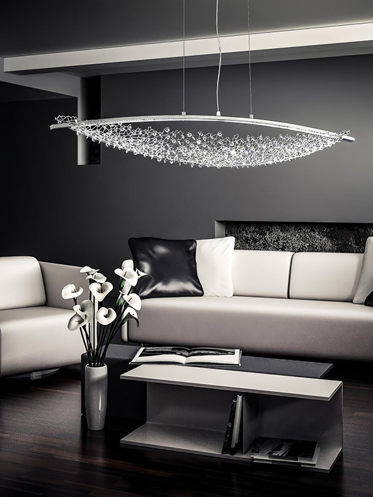 Amaca Crystal Net LED Linear Pendant