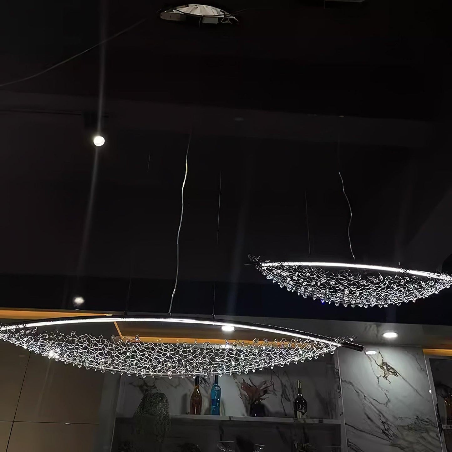 Amaca Crystal Net LED Linear Pendant