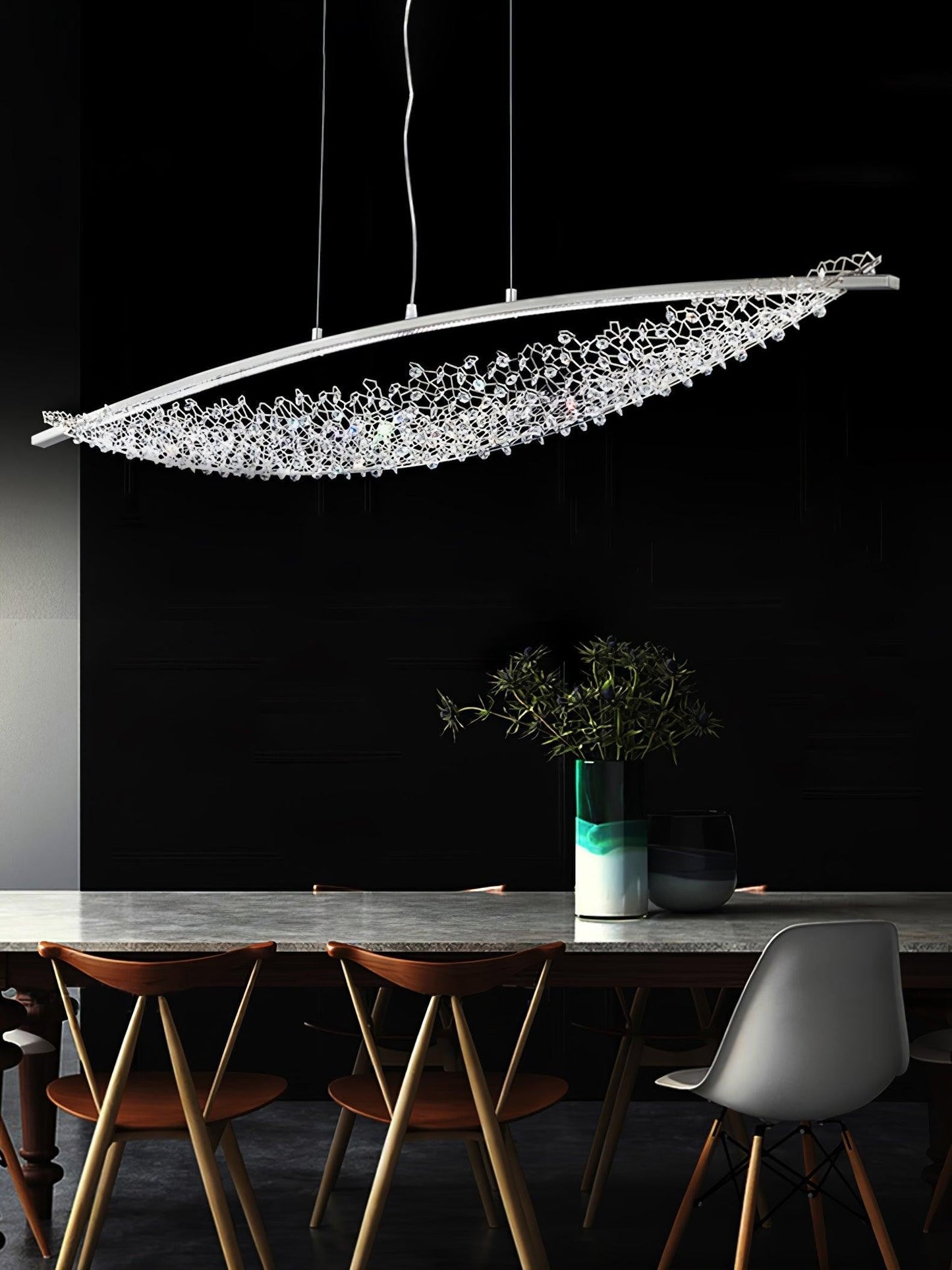 Amaca Crystal Net LED Linear Pendant