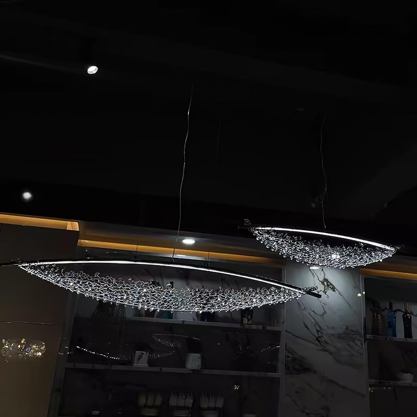 Amaca Crystal Net LED Linear Pendant