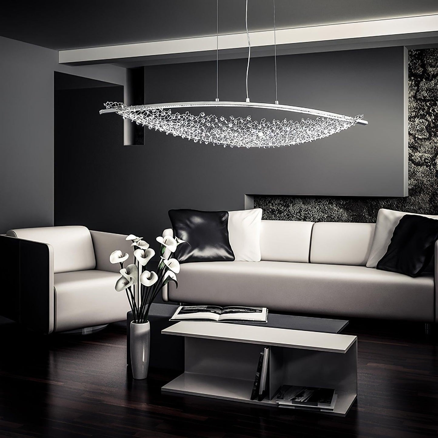 Amaca Crystal Net LED Linear Pendant