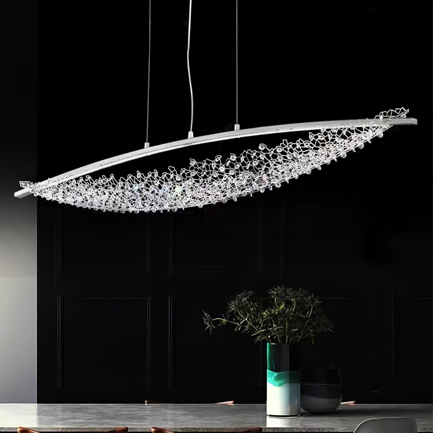 Amaca Crystal Net LED Linear Pendant