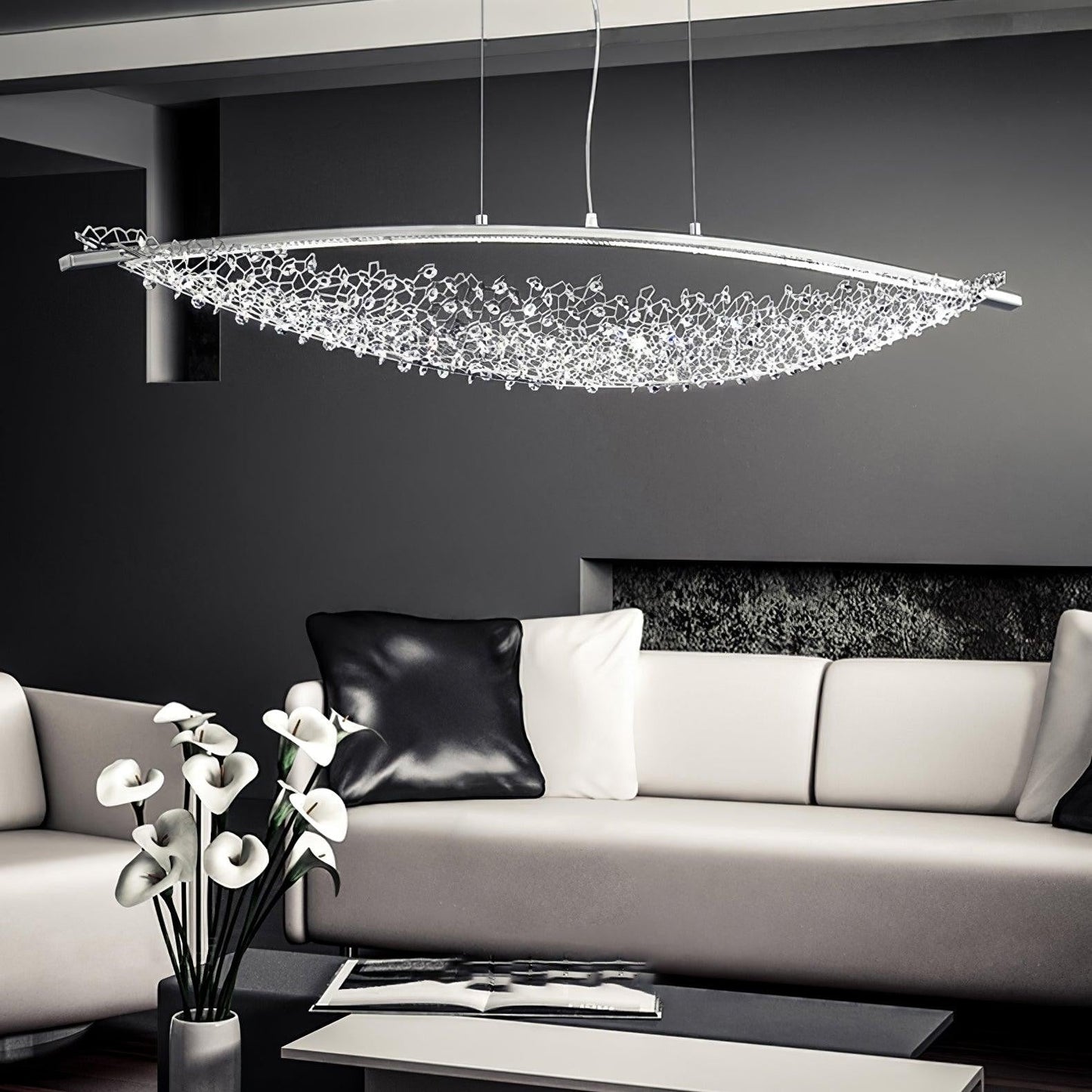 Amaca Crystal Net LED Linear Pendant