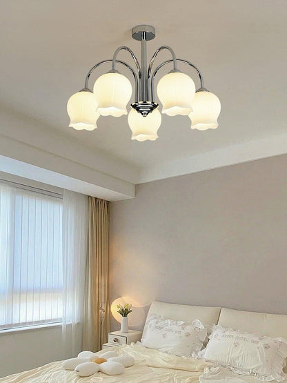 Floral Etched Glass Chandelier