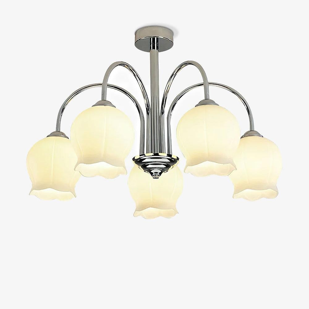 Floral Etched Glass Chandelier