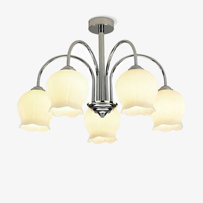 Floral Etched Glass Chandelier