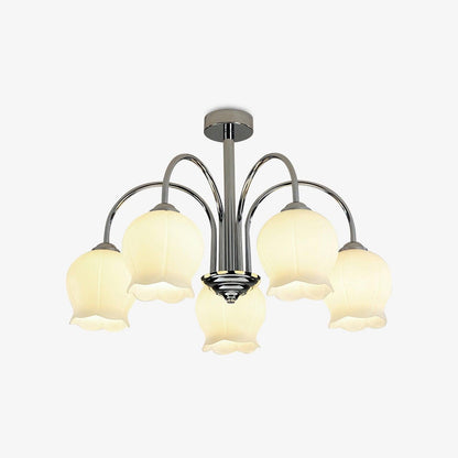 Floral Etched Glass Chandelier
