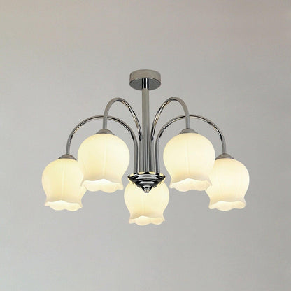 Floral Etched Glass Chandelier
