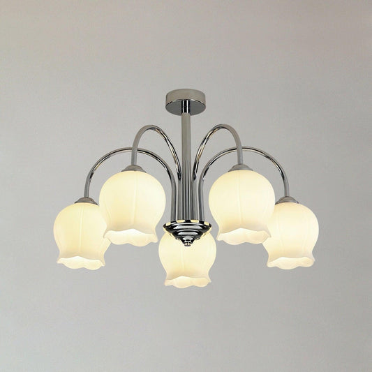 Floral Etched Glass Chandelier