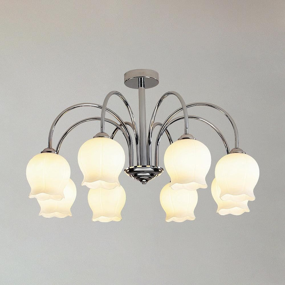 Floral Etched Glass Chandelier