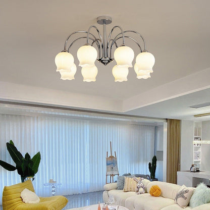 Floral Etched Glass Chandelier