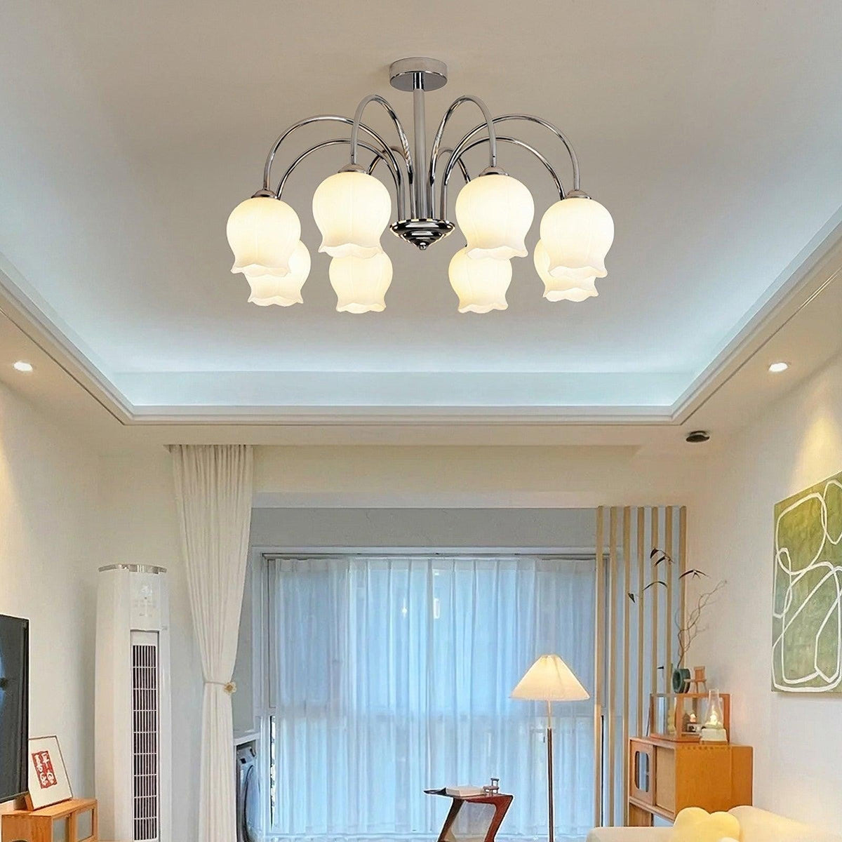Floral Etched Glass Chandelier