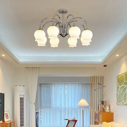 Floral Etched Glass Chandelier