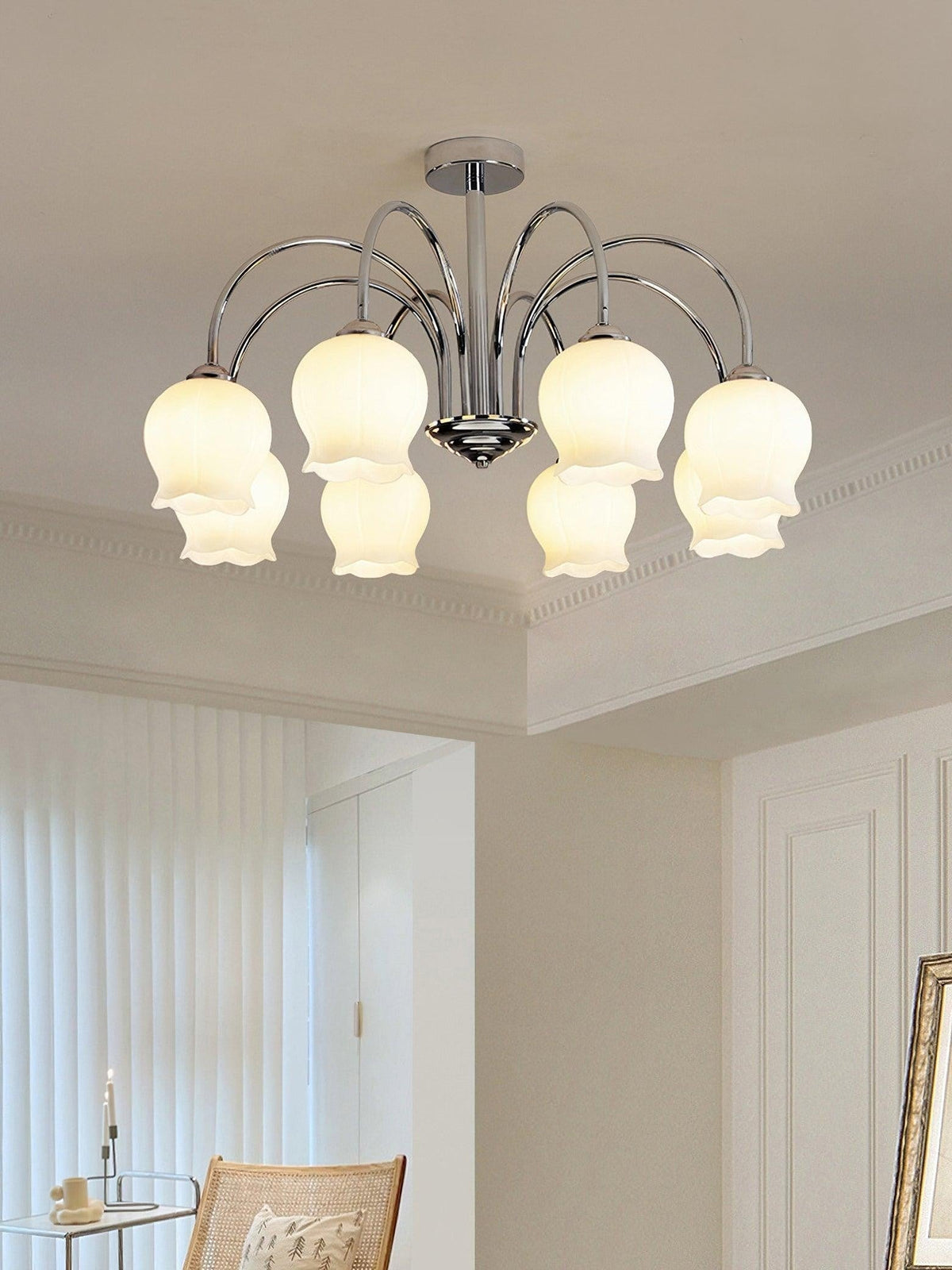 Floral Etched Glass Chandelier