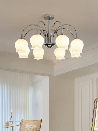 Floral Etched Glass Chandelier