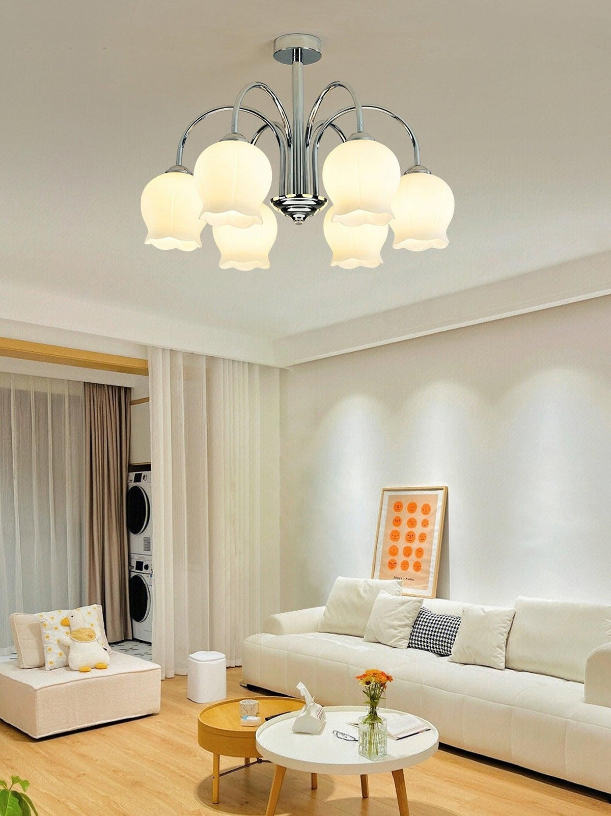 Floral Etched Glass Chandelier