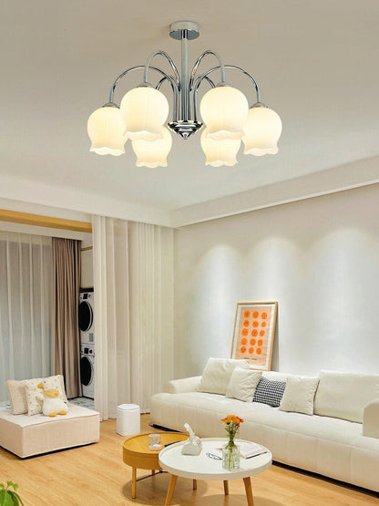 Floral Etched Glass Chandelier