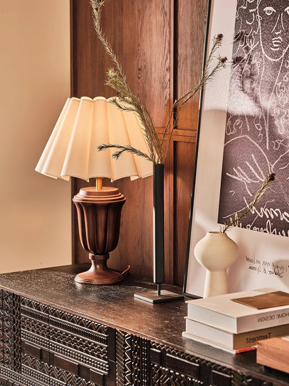 Florence Tulip Carved Wood Table Lamp