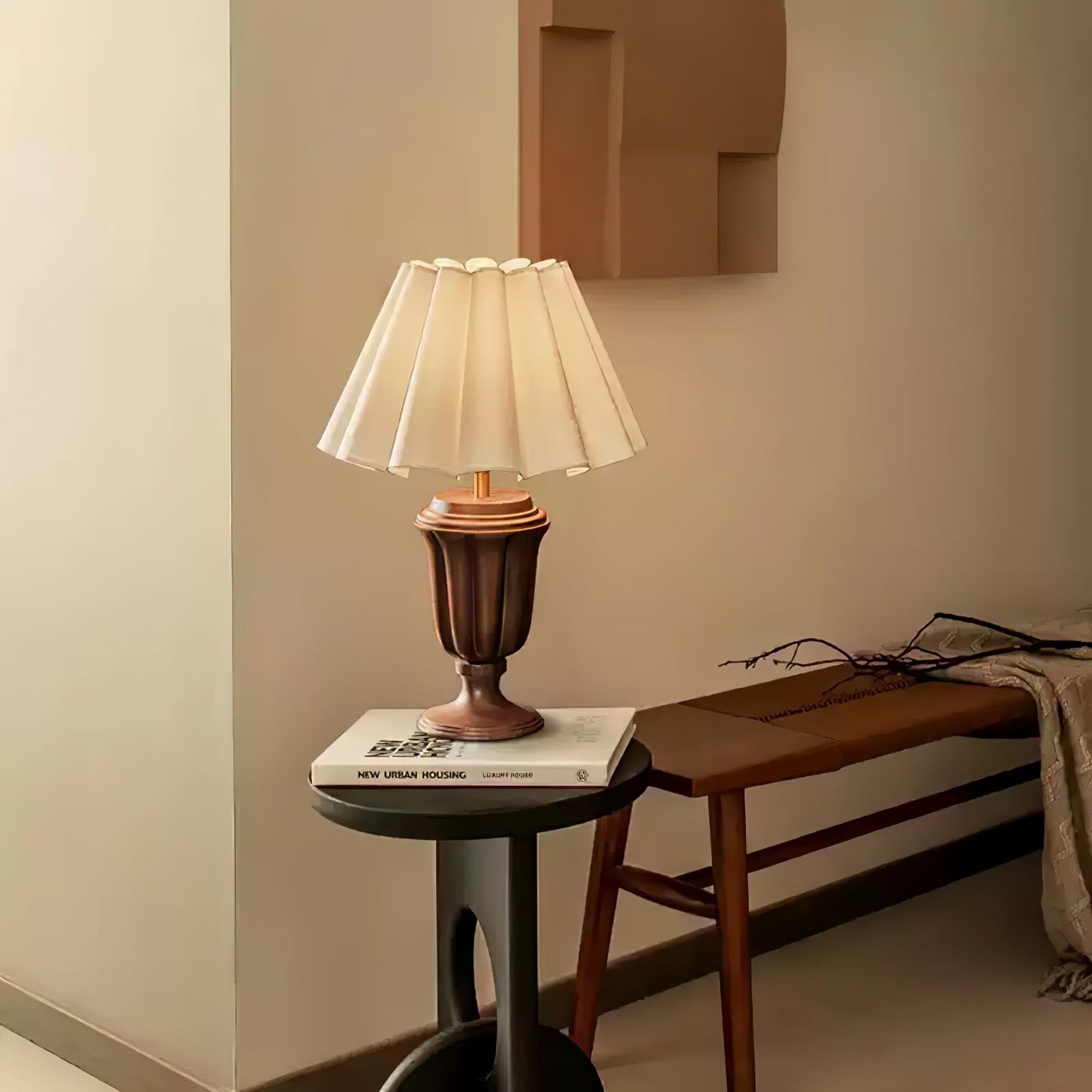 Florence Tulip Carved Wood Table Lamp