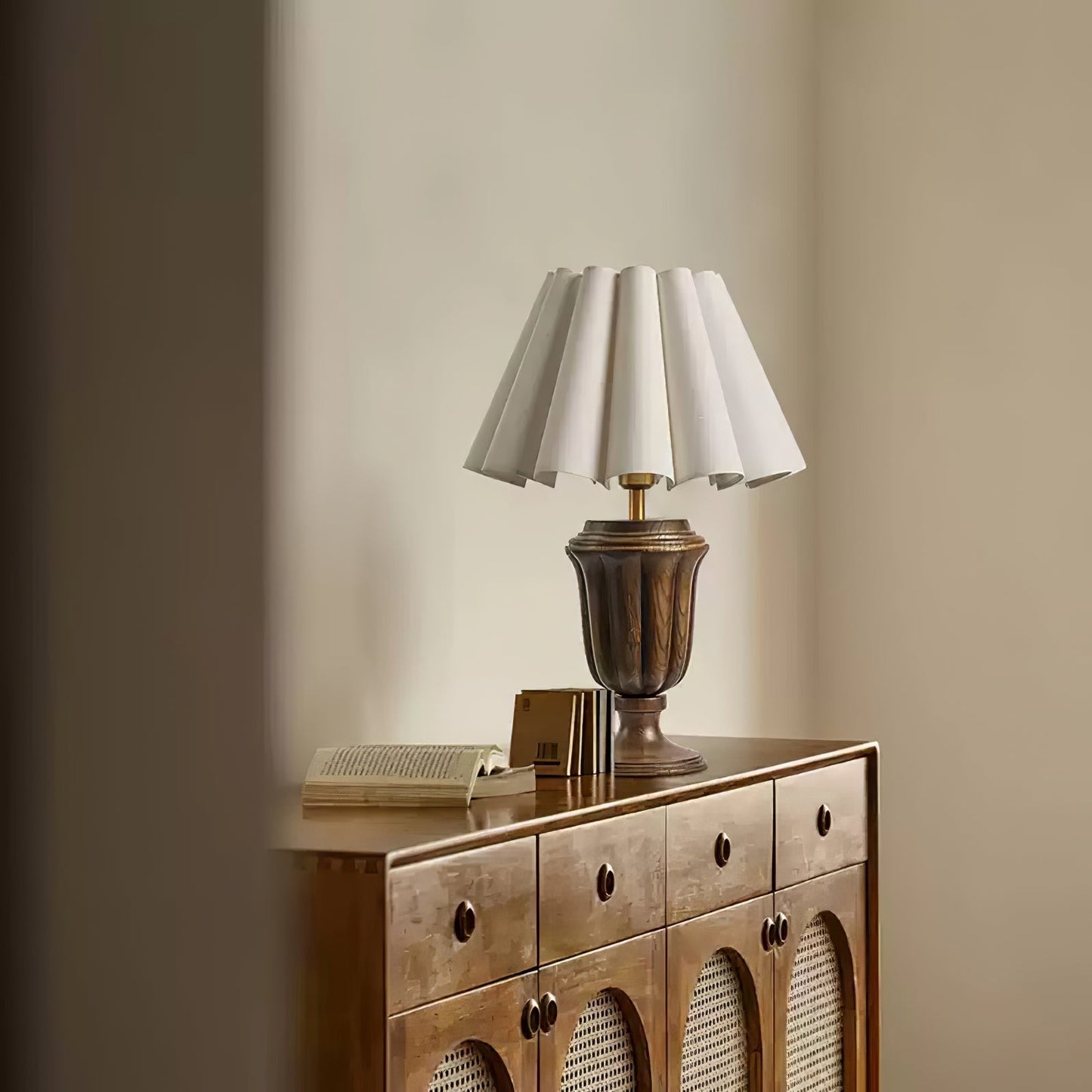 Florence Tulip Carved Wood Table Lamp