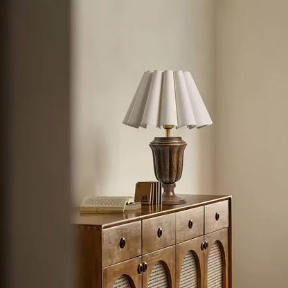 Florence Tulip Carved Wood Table Lamp