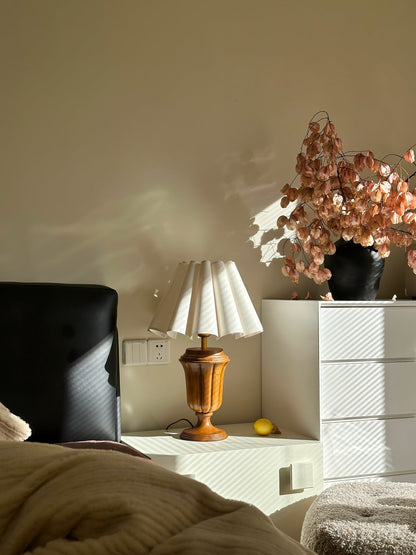 Florence Tulip Carved Wood Table Lamp