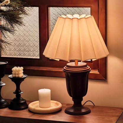 Florence Tulip Carved Wood Table Lamp