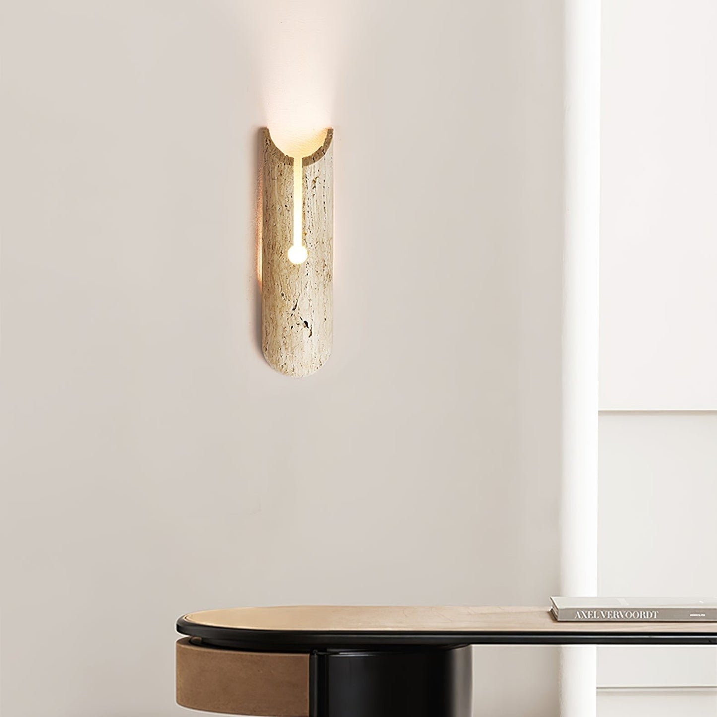 Lumen Crest Travertine Wall Sconce