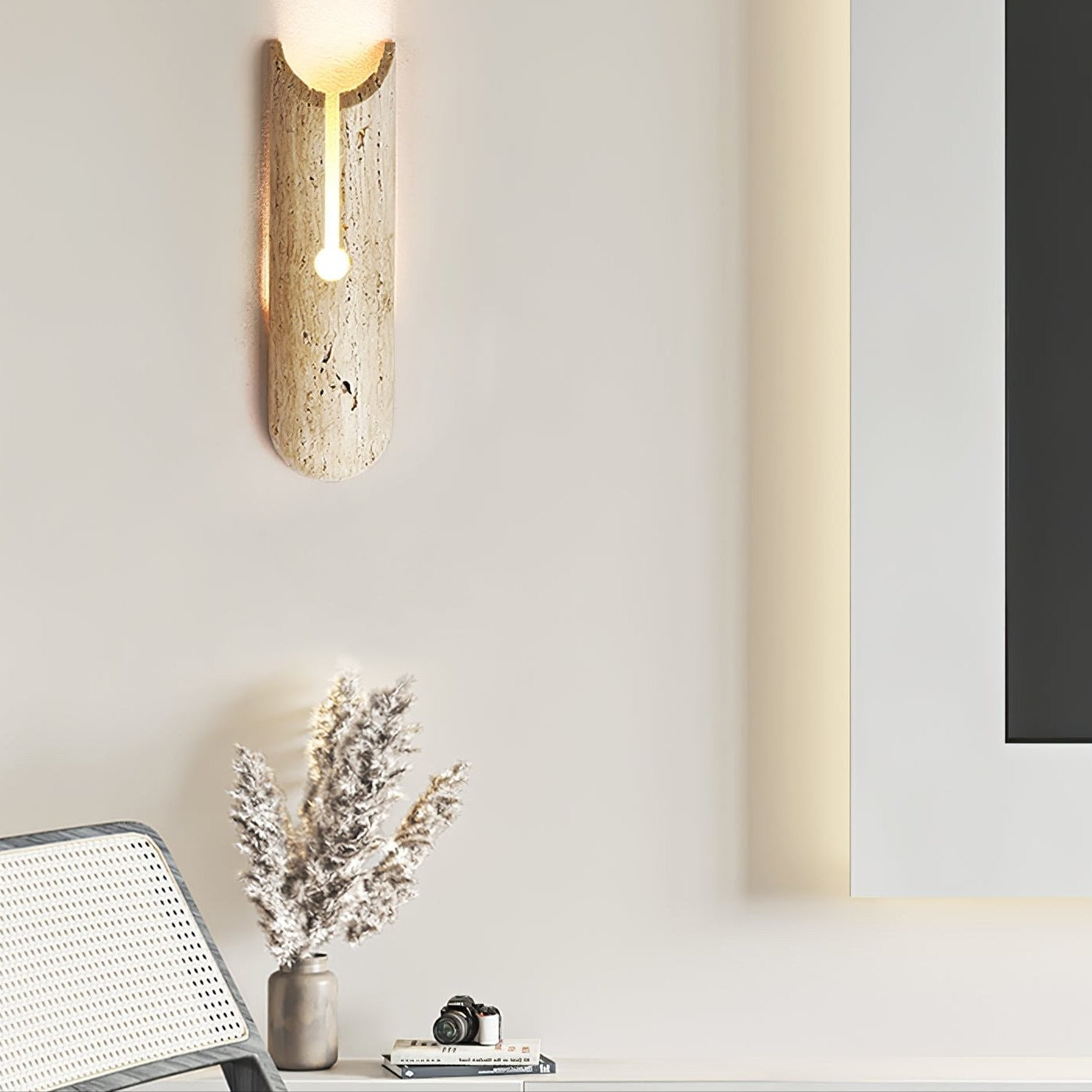 Lumen Crest Travertine Wall Sconce