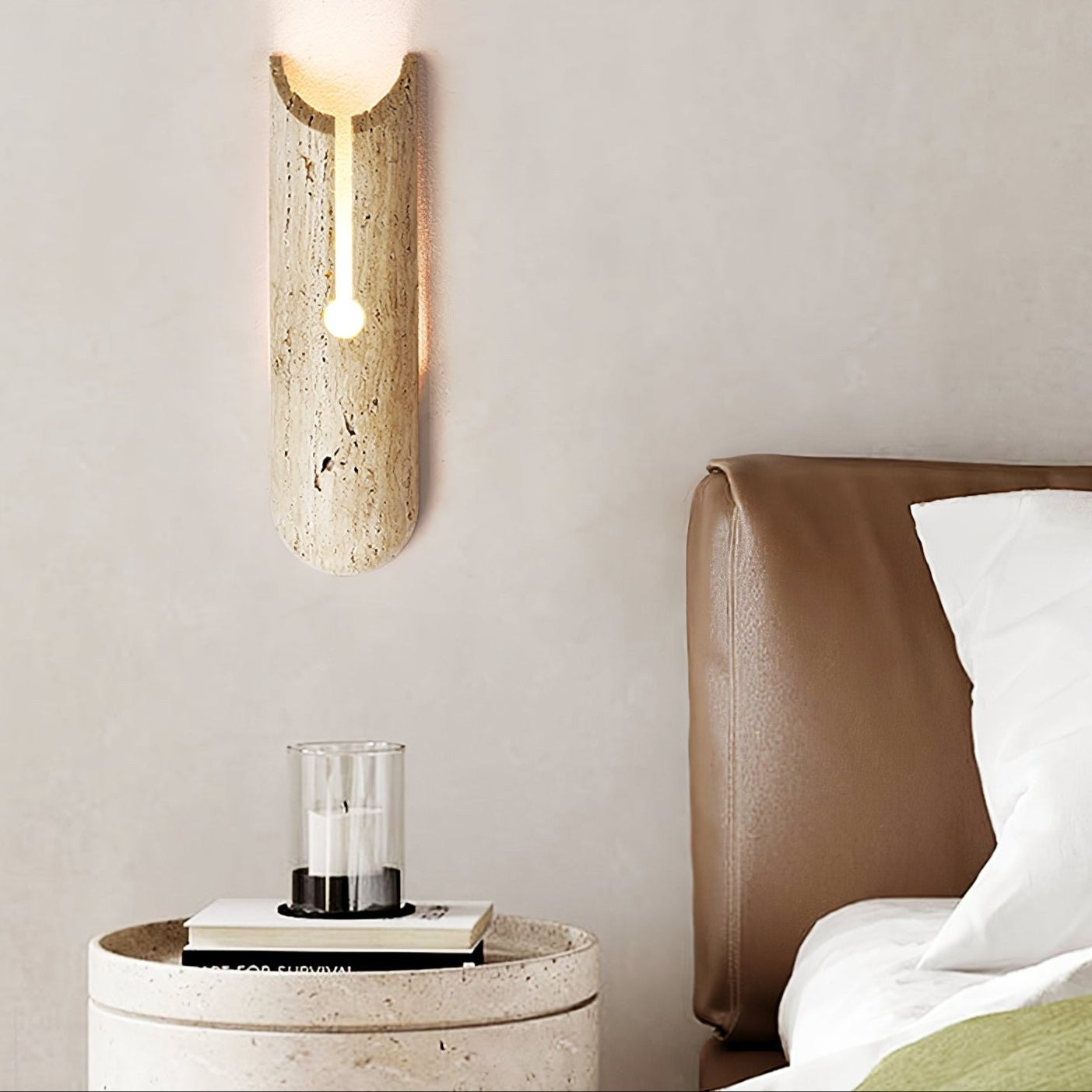 Lumen Crest Travertine Wall Sconce