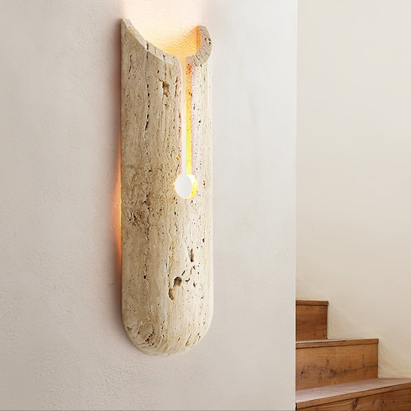 Lumen Crest Travertine Wall Sconce