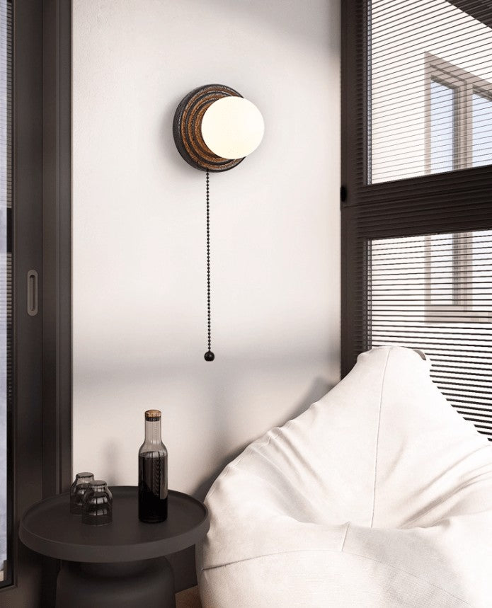 Lunara Black Travertine Globe Wall Sconce