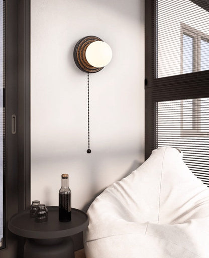 Lunara Black Travertine Globe Wall Sconce