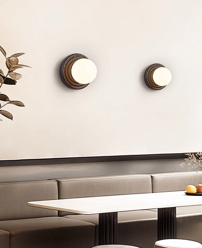 Lunara Black Travertine Globe Wall Sconce