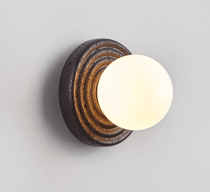 Lunara Black Travertine Globe Wall Sconce