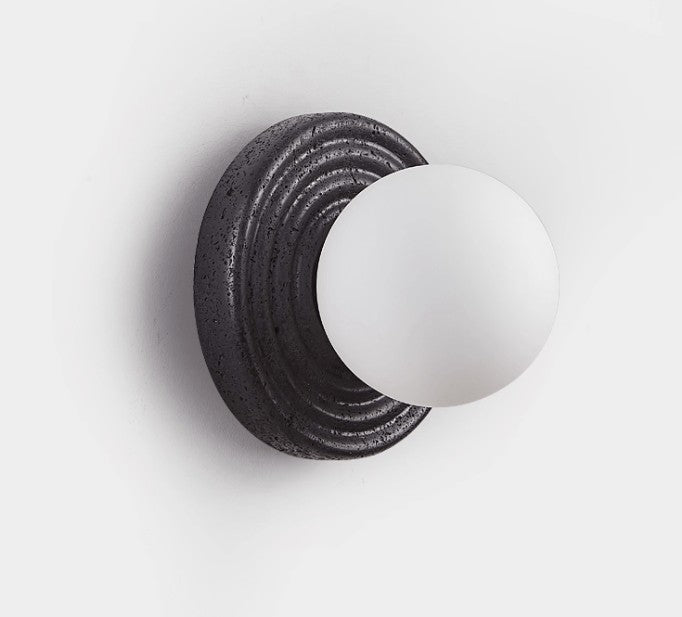 Lunara Black Travertine Globe Wall Sconce