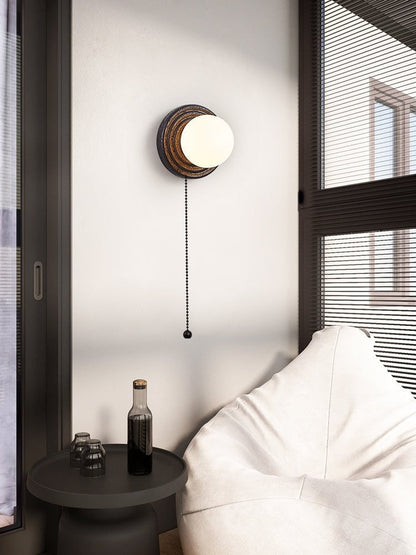 Lunara Black Travertine Globe Wall Sconce