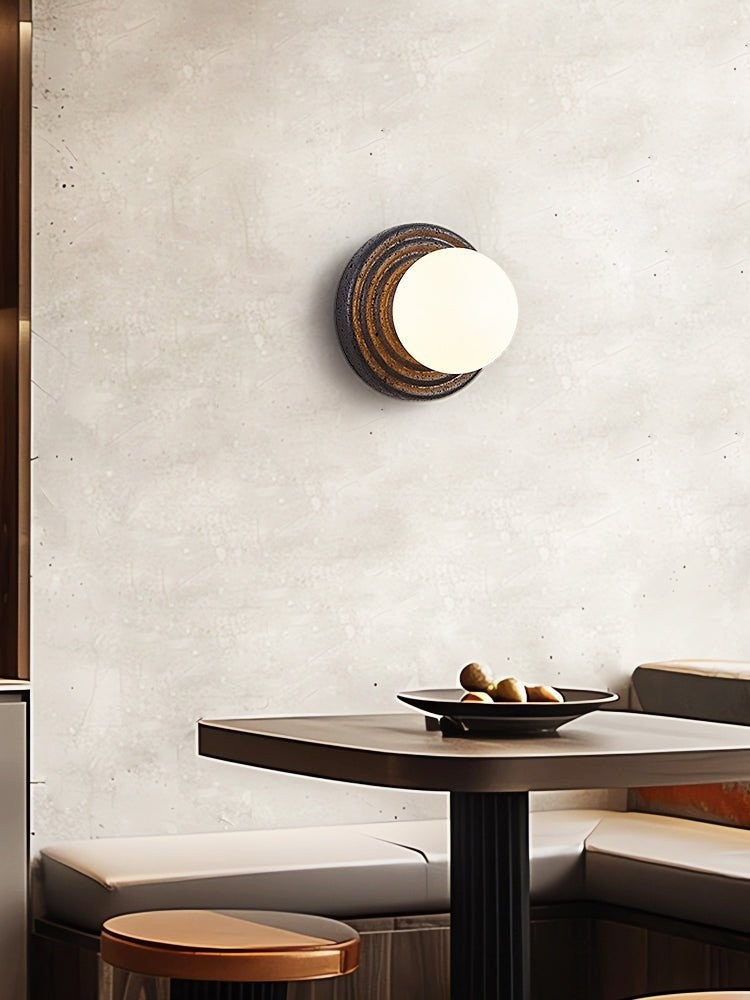 Lunara Black Travertine Globe Wall Sconce
