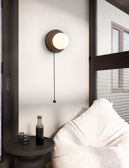 Lunara Black Travertine Globe Wall Sconce