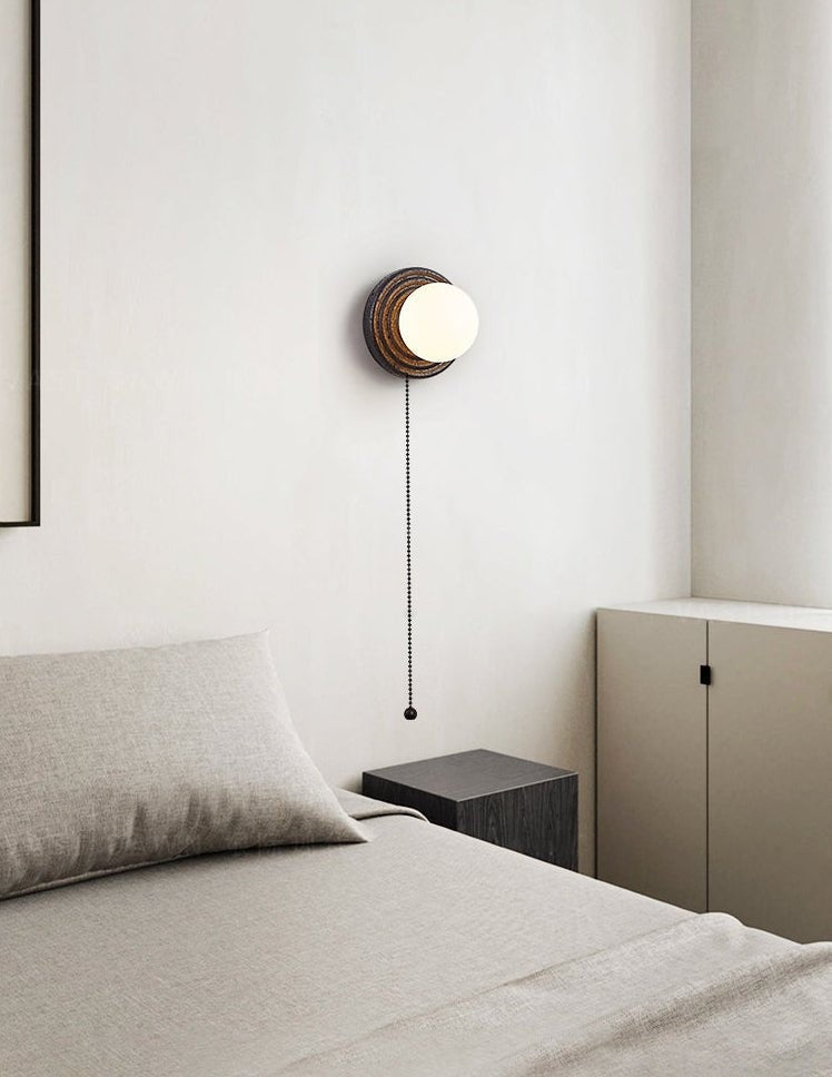 Lunara Black Travertine Globe Wall Sconce