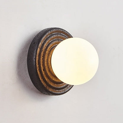 Lunara Black Travertine Globe Wall Sconce