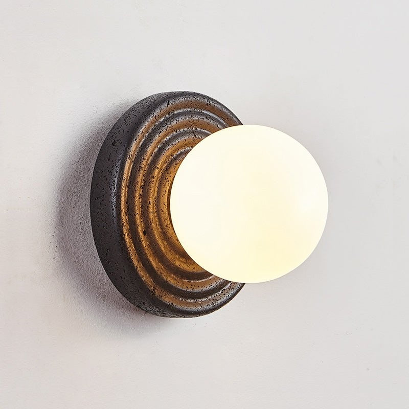 Lunara Black Travertine Globe Wall Sconce