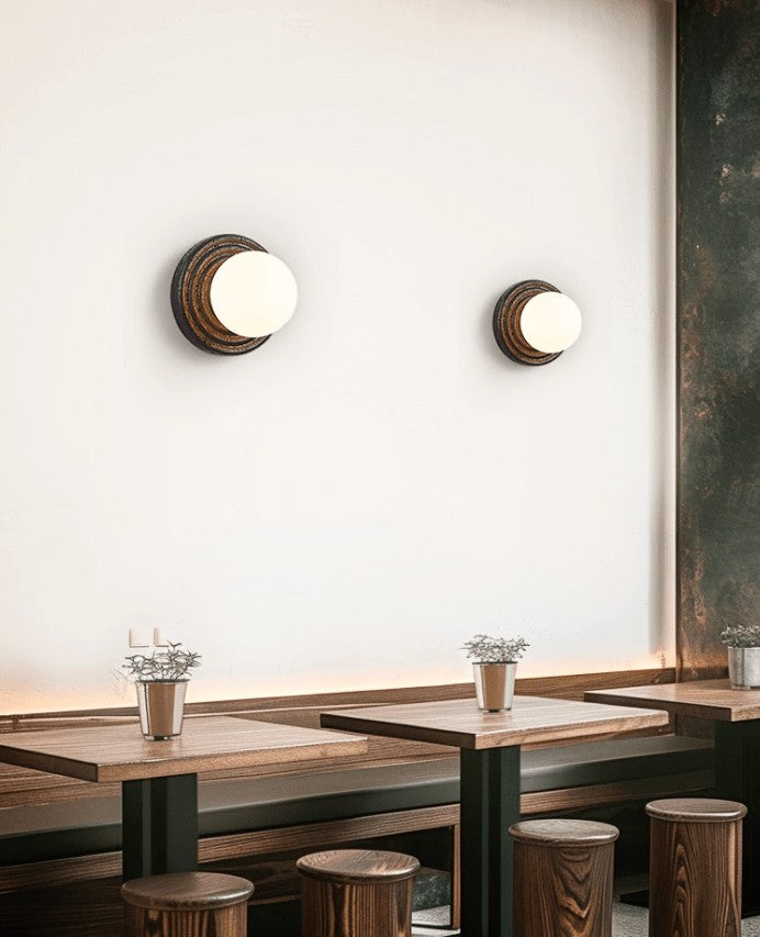 Lunara Black Travertine Globe Wall Sconce