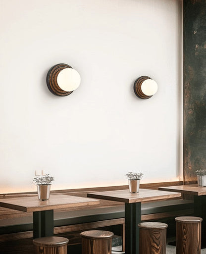 Lunara Black Travertine Globe Wall Sconce