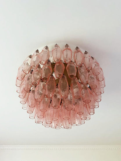Murano Rhombus Pink Art Glass Ceiling Lamp