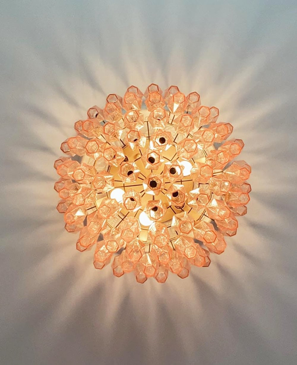 Murano Rhombus Pink Art Glass Ceiling Lamp