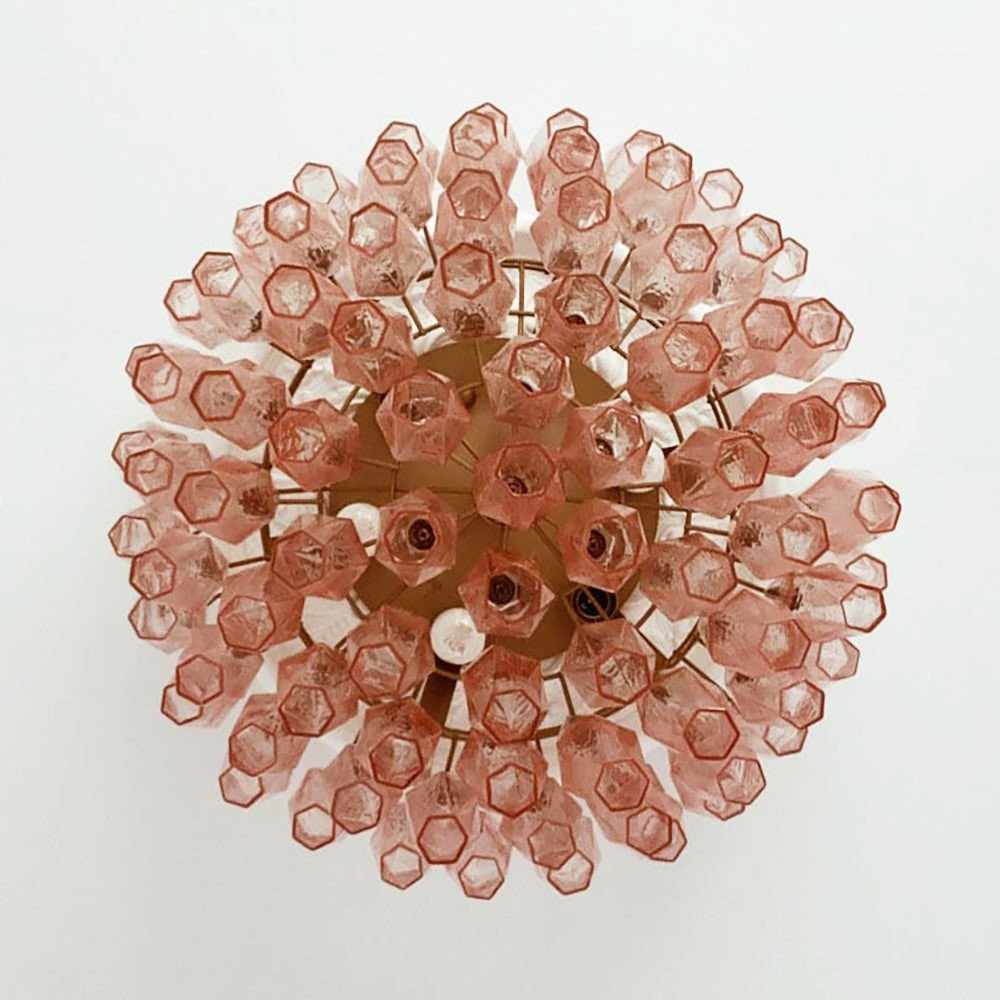 Murano Rhombus Pink Art Glass Ceiling Lamp