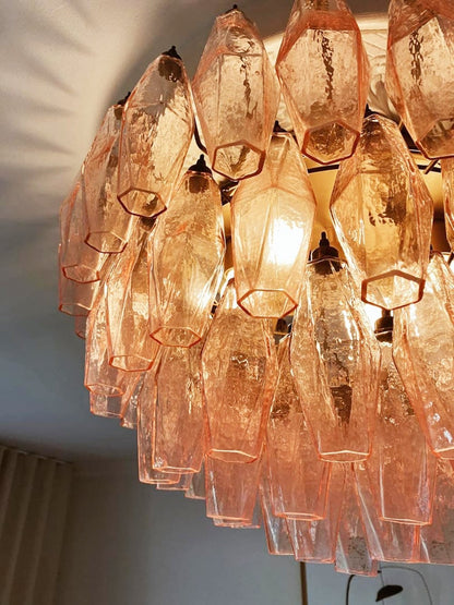 Murano Rhombus Pink Art Glass Ceiling Lamp